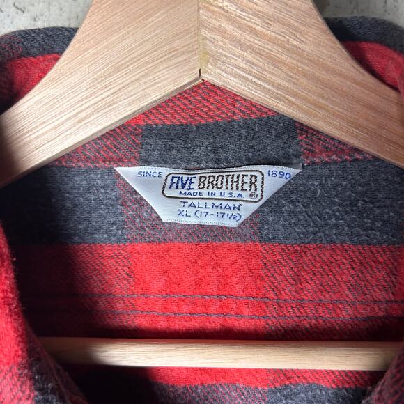 Five Brother Vintage 80s XL Made in USA Heavyweight Cotton Tallman Flannel - Picture 3 of 4